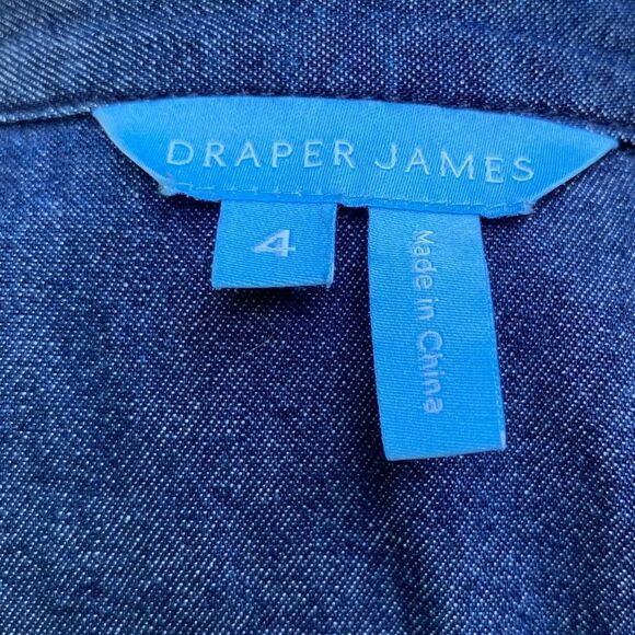 Draper James Dark Wash Belted Chambray Button Front Shirt Midi Dress Size 4 - Picture 5 of 6